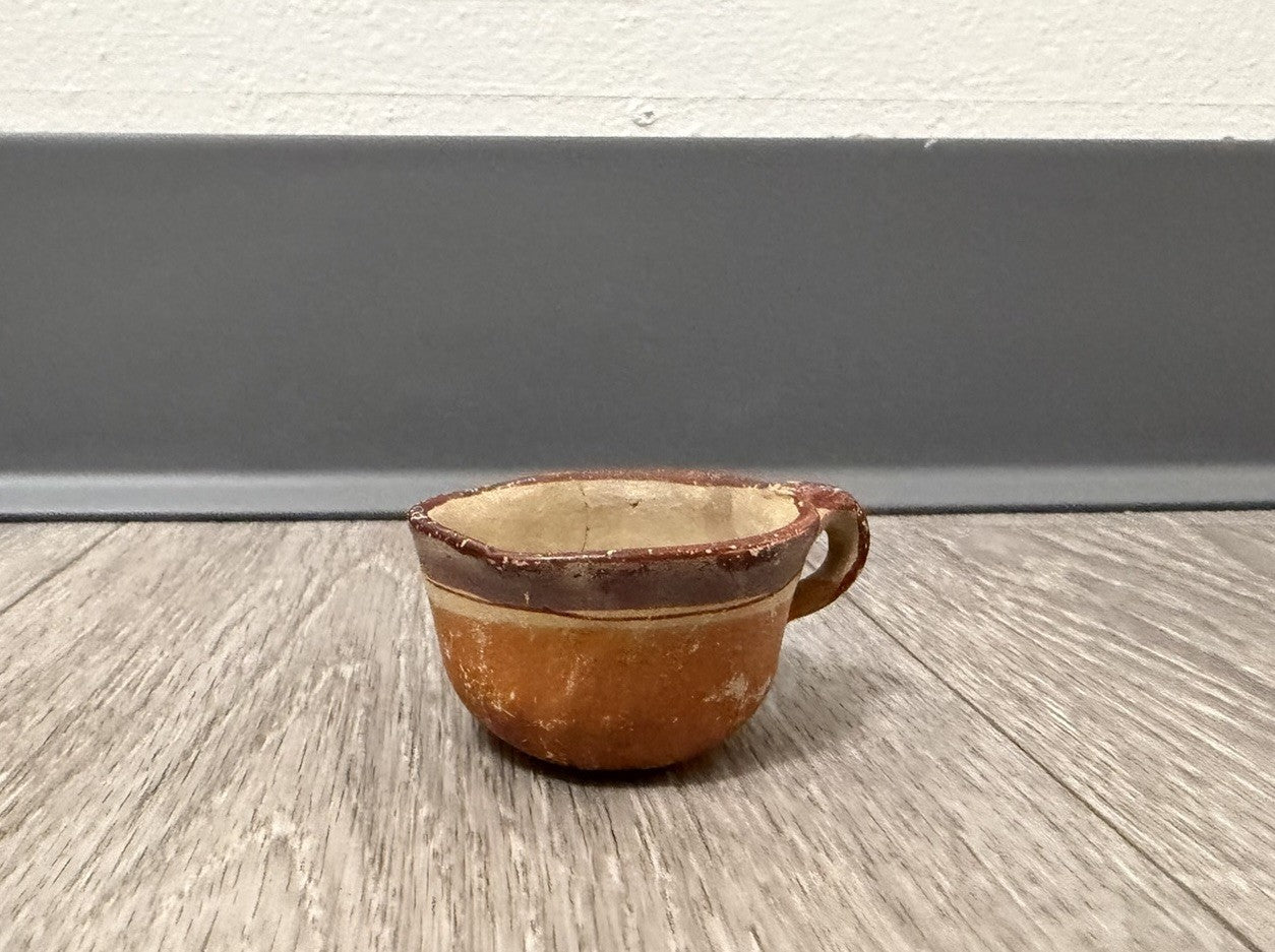 Vintage Mexican Cup Handmade Pottery Small Size 1.25” Tall X 2.25” Diameter