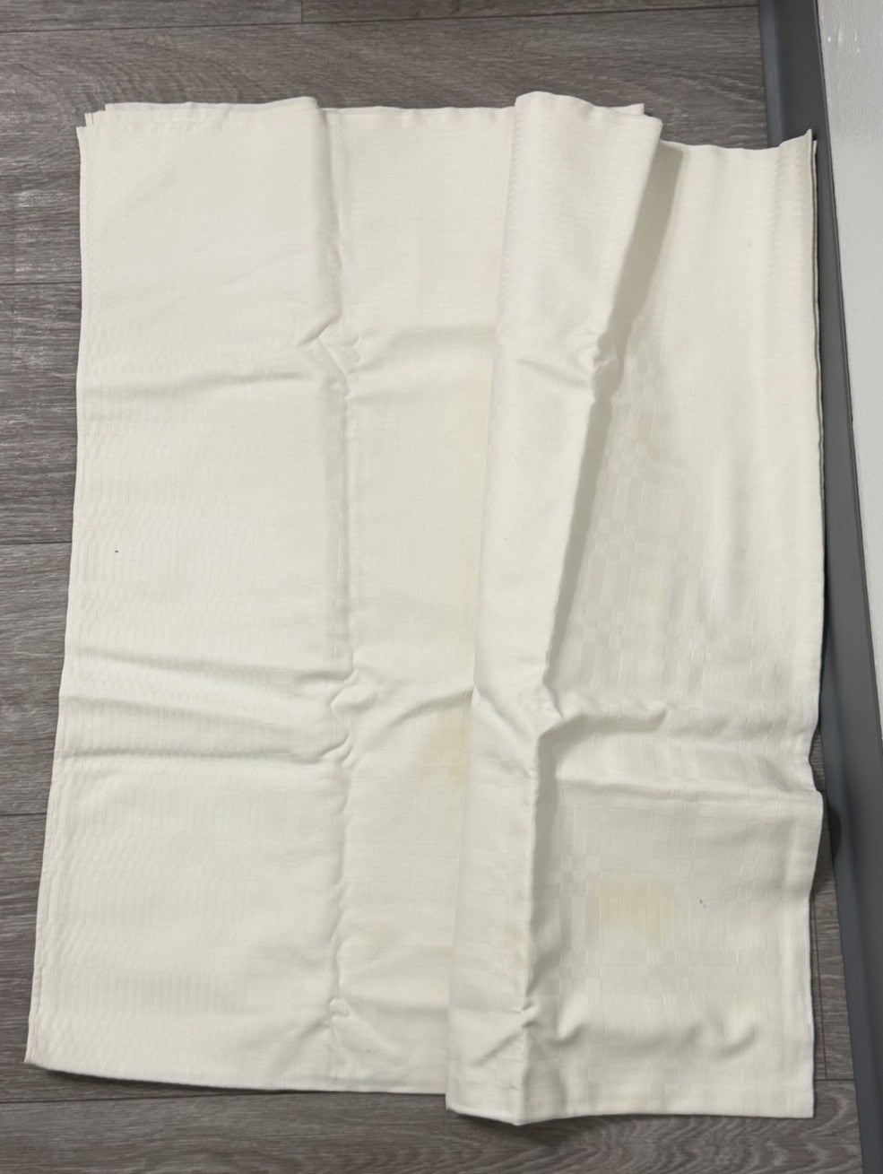 Vintage White Tablecloth 55” X 47” Stained