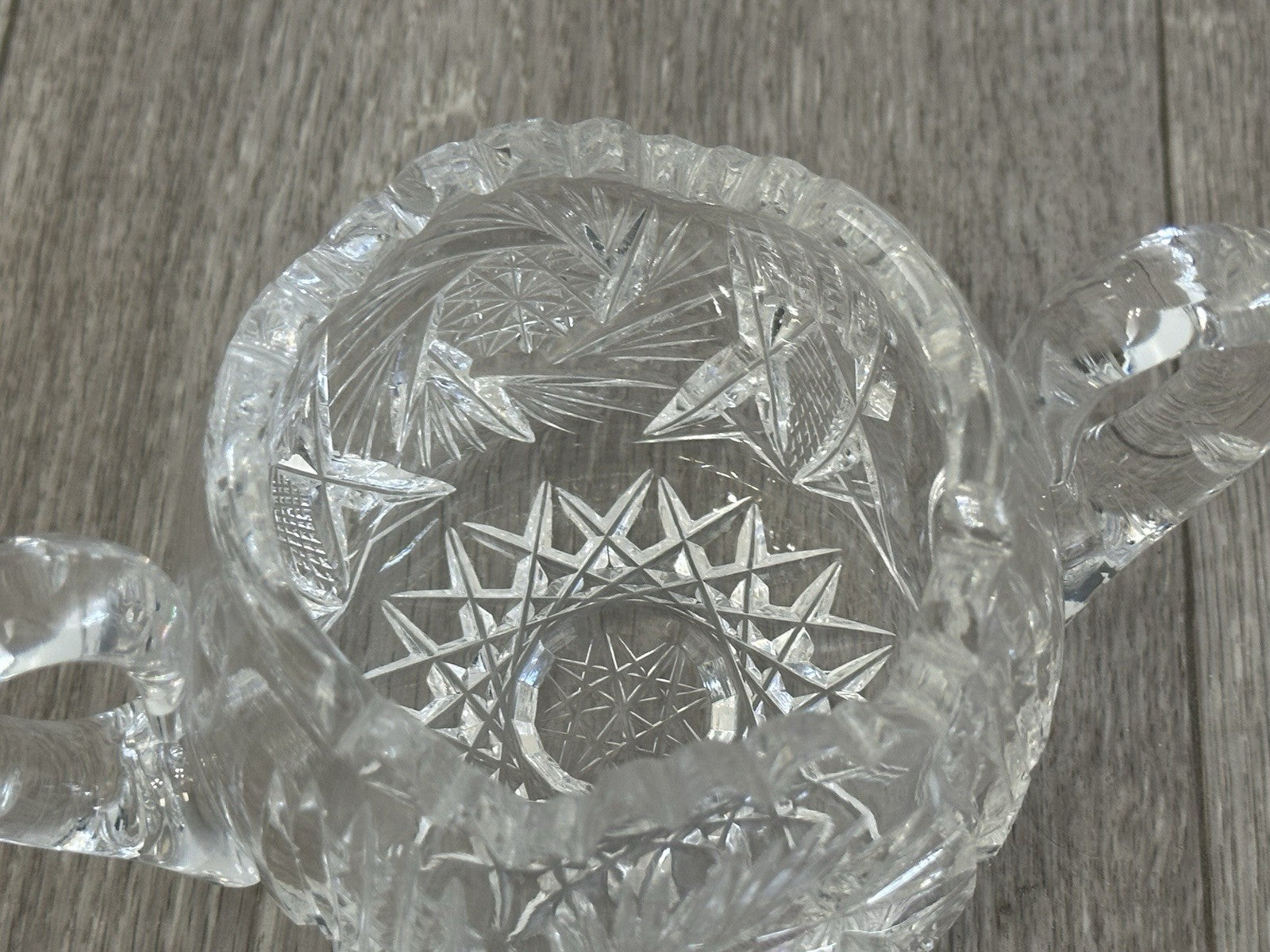Mid Century Molded Glass Sugar bowl - Fire Polished ABP Style No Seems Starburst