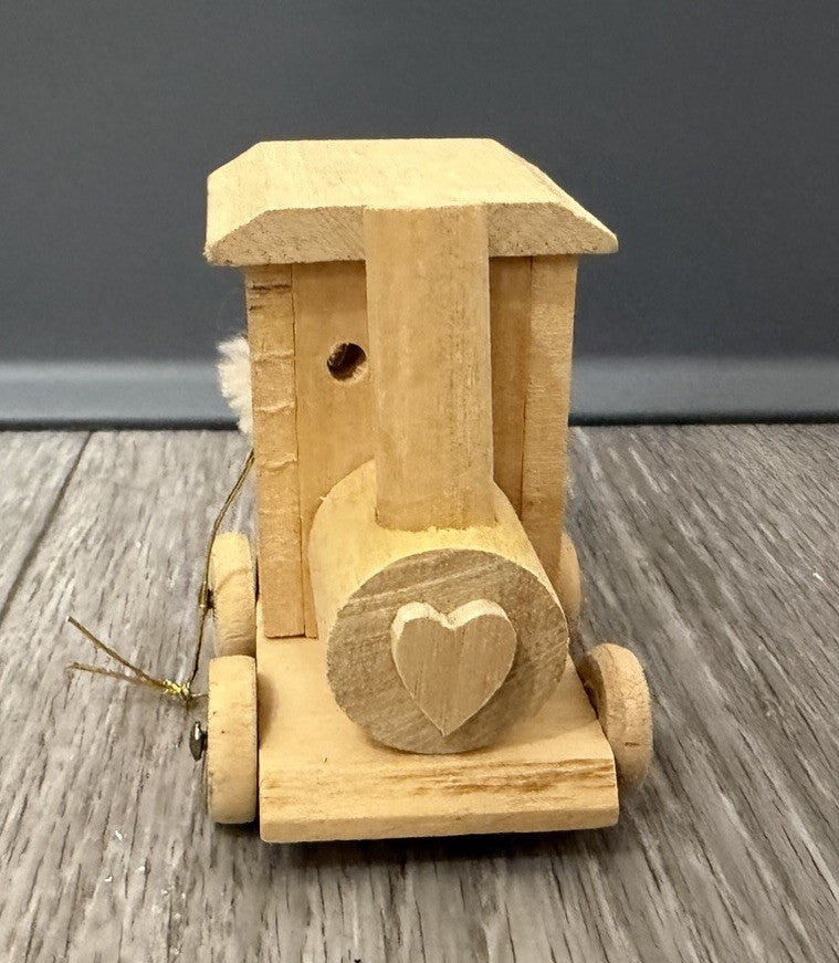Wooden Christmas Tree Ornament Natural wood train engine