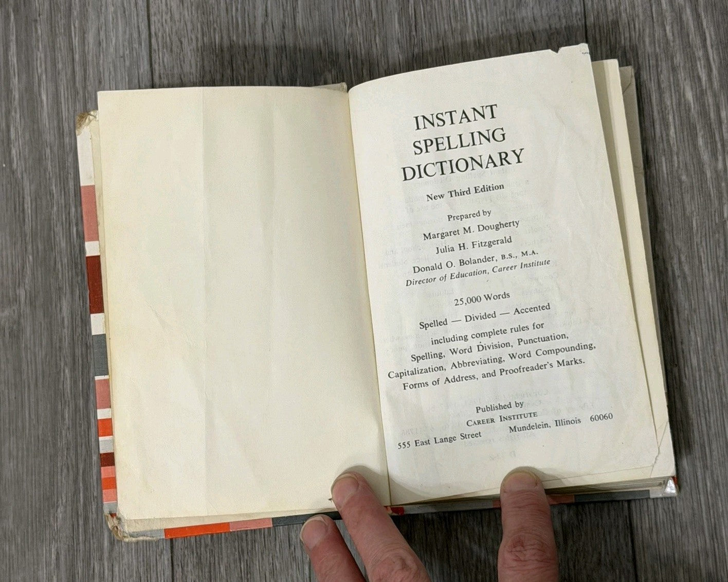 Vintage Instant Spelling Dictionary Book