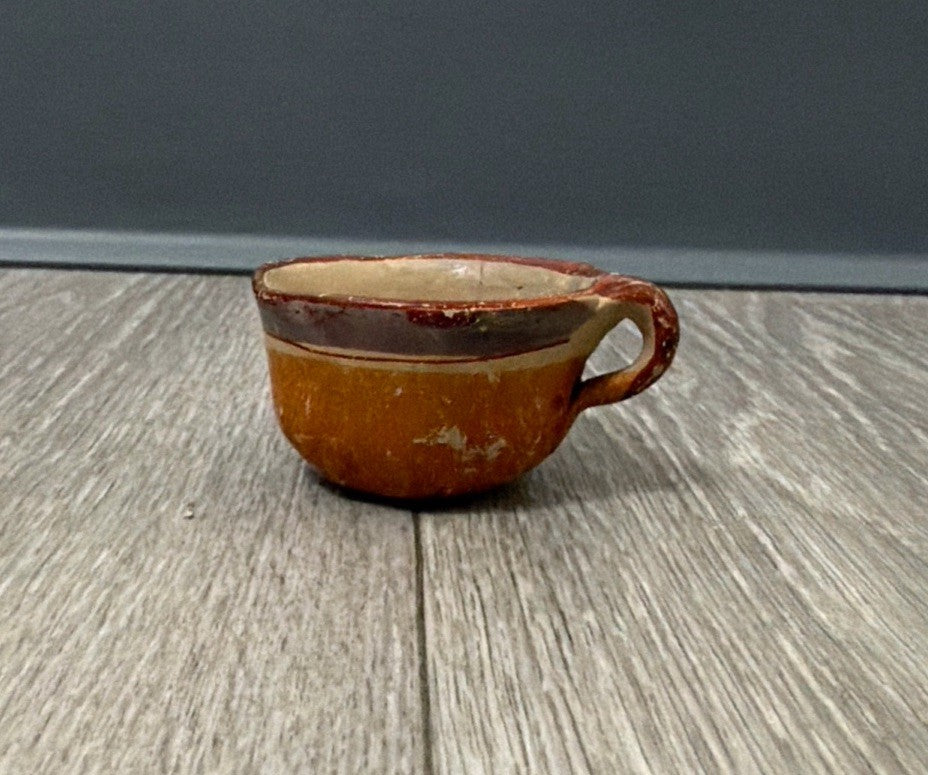 Vintage Mexican Cup Handmade Pottery Small Size 1.25” Tall X 2.25” Diameter