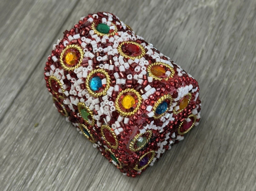 Handcrafted One-of-a-Kind Multi Color Beaded Mini Chest Trinket Gift Box