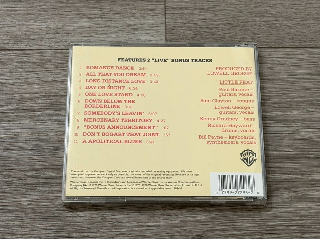 Little Feat - The Last Record Album CD 1975 Live Bonus Tracks Rock Warner