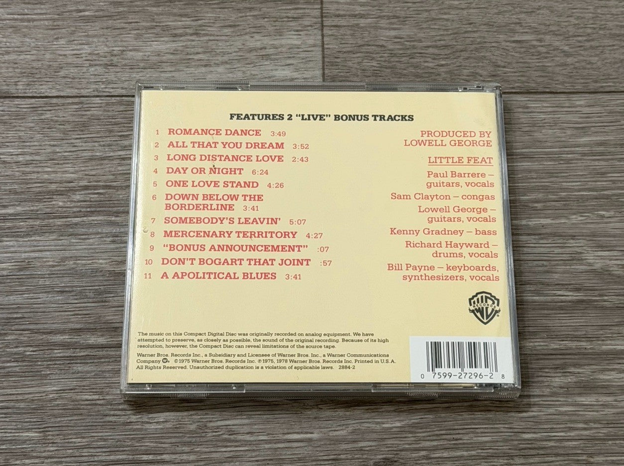 Little Feat - The Last Record Album CD 1975 Live Bonus Tracks Rock Warner