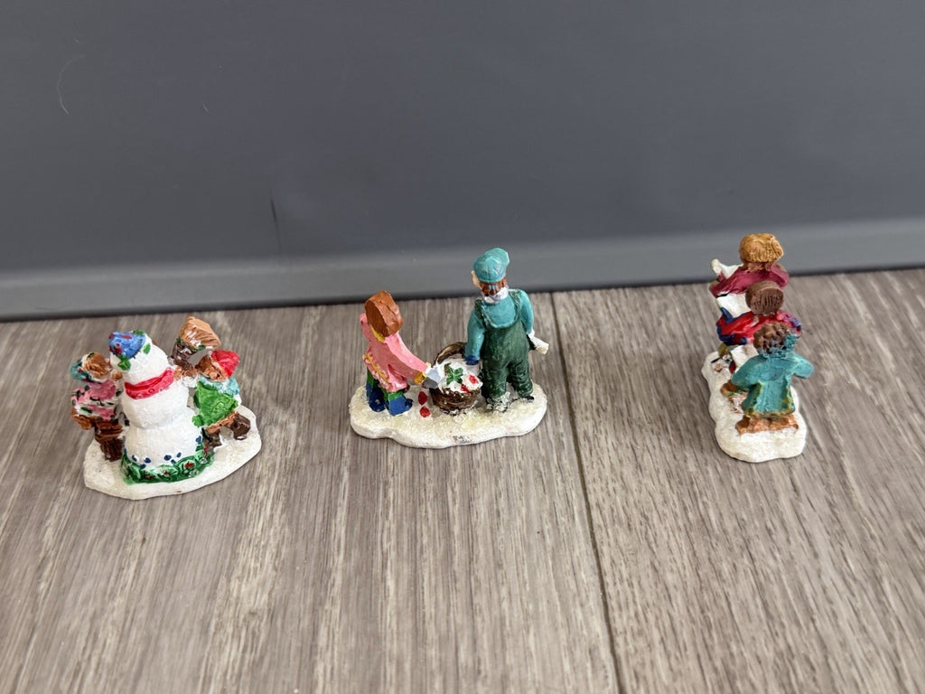 Vintage Christmas Village Gingerbread People Winter Figurines / Lot of 3 Figures