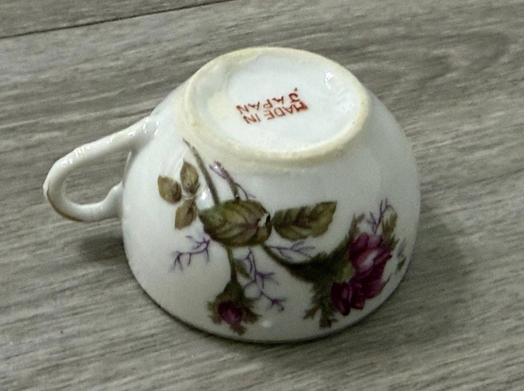 Vintage Small Teacup Moss Rose Design - Cup Only - No Saucer - Made In Japan