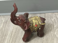 Ornate Decorative Elephant Figurine Red Resin with Gold Accents - Missing 1 Gem
