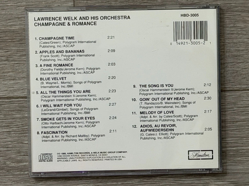 Lawrence Welk & His Orchestra Champagne & Romance CD Hamilton 1989 Vintage