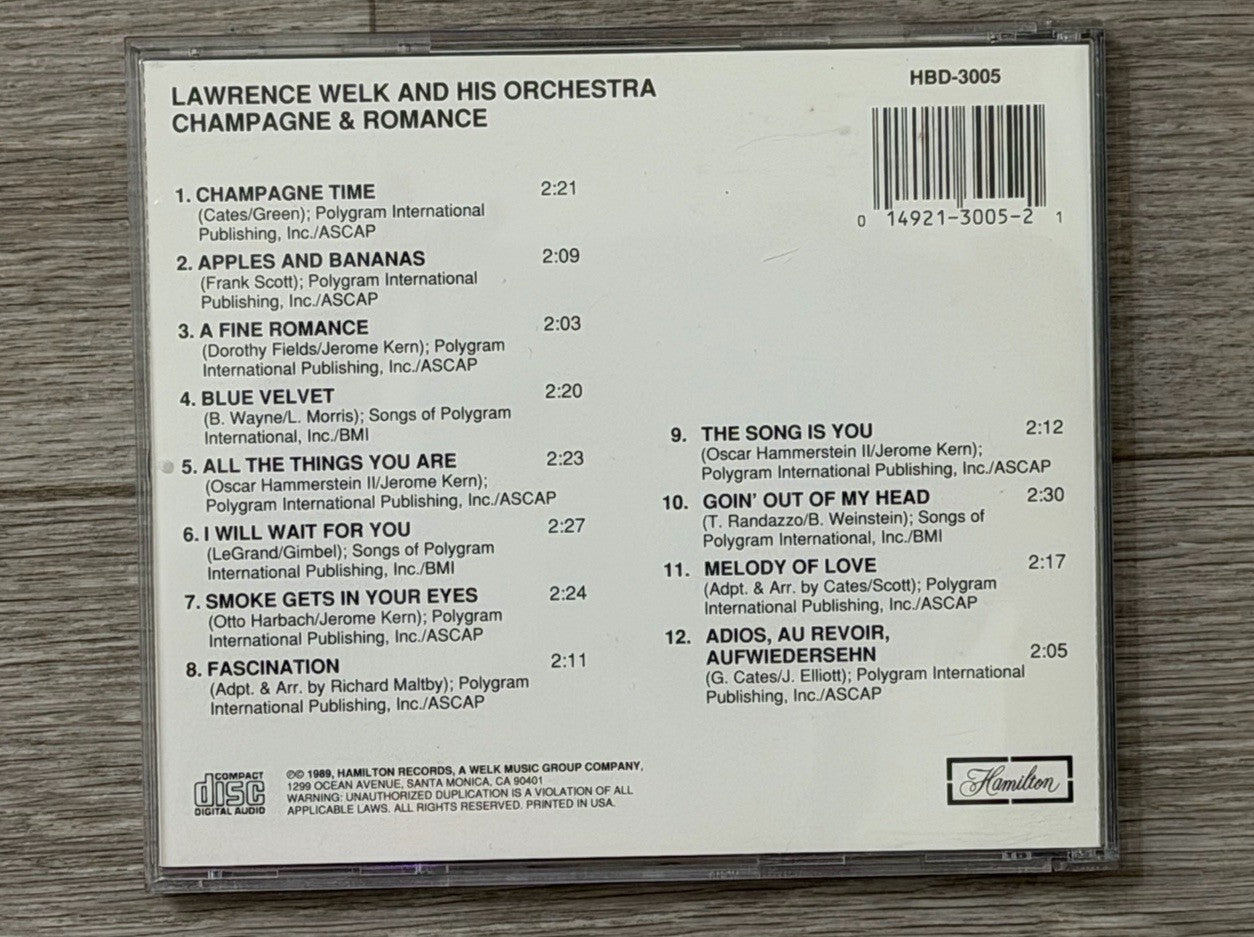 Lawrence Welk & His Orchestra Champagne & Romance CD Hamilton 1989 Vintage
