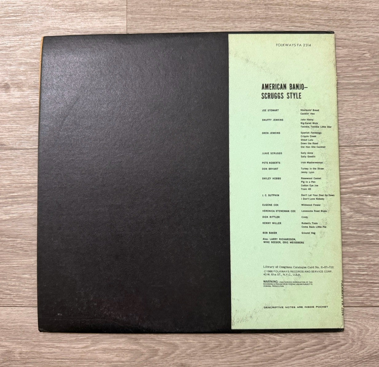 VARIOUS ARTISTS Vinyl LP AMERICAN BANJO MUSIC FOLKWAYS VG+ '61