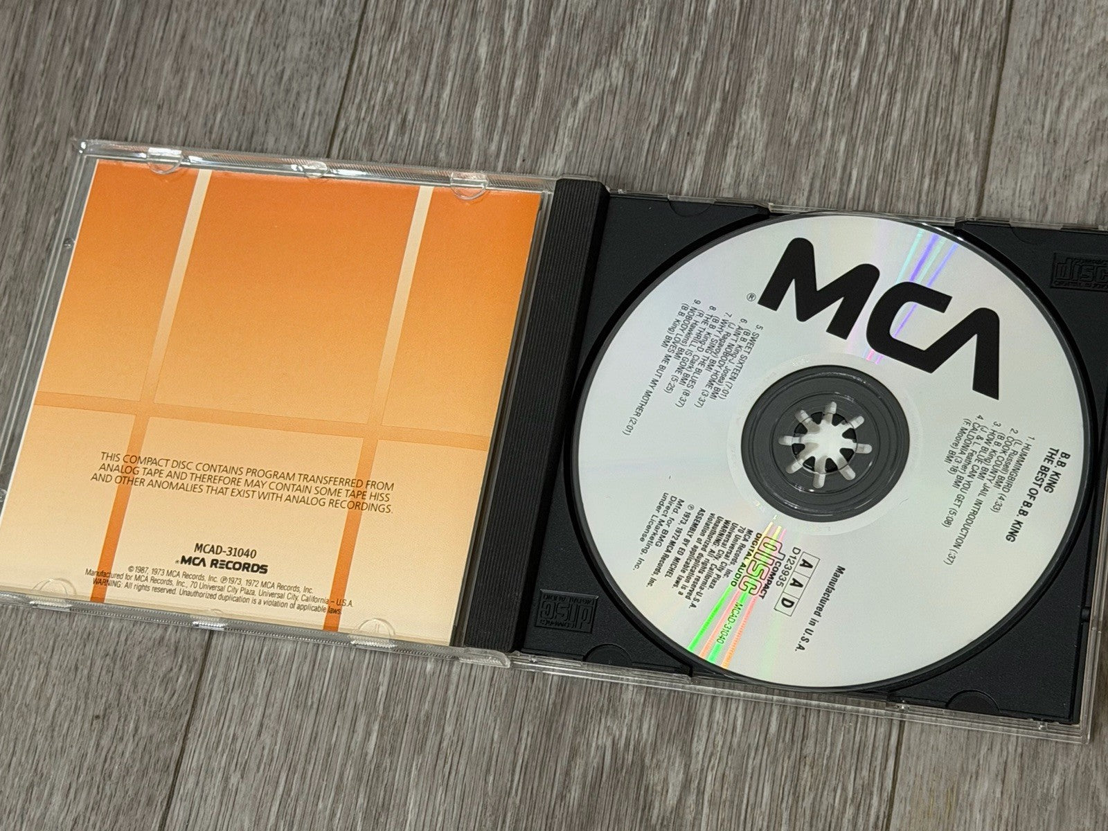 VINTAGE CD The Best of B.B. King MCAD-31040 Contains 9 songs VG+ 1987