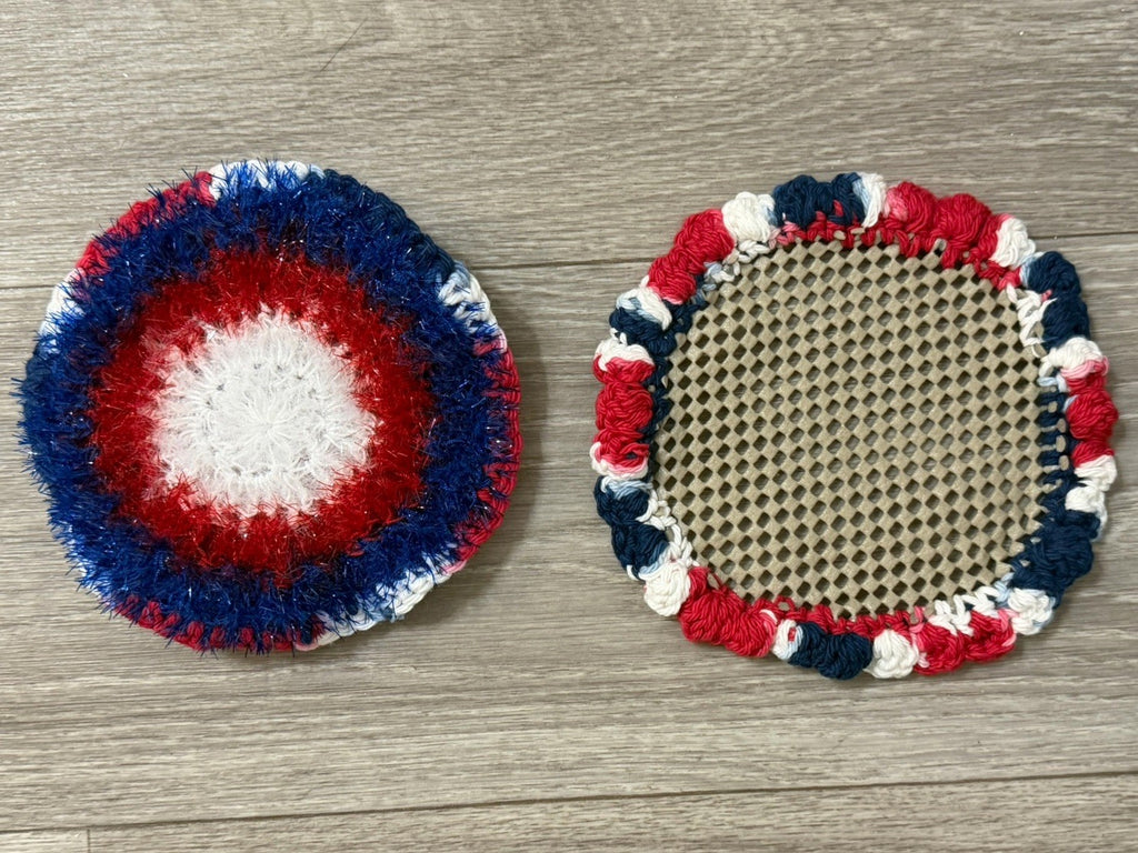 Crocheted Dish Scrubby & Jar Opener Gripper Set Of 2 - 1 Scrubby + 1 Gripper