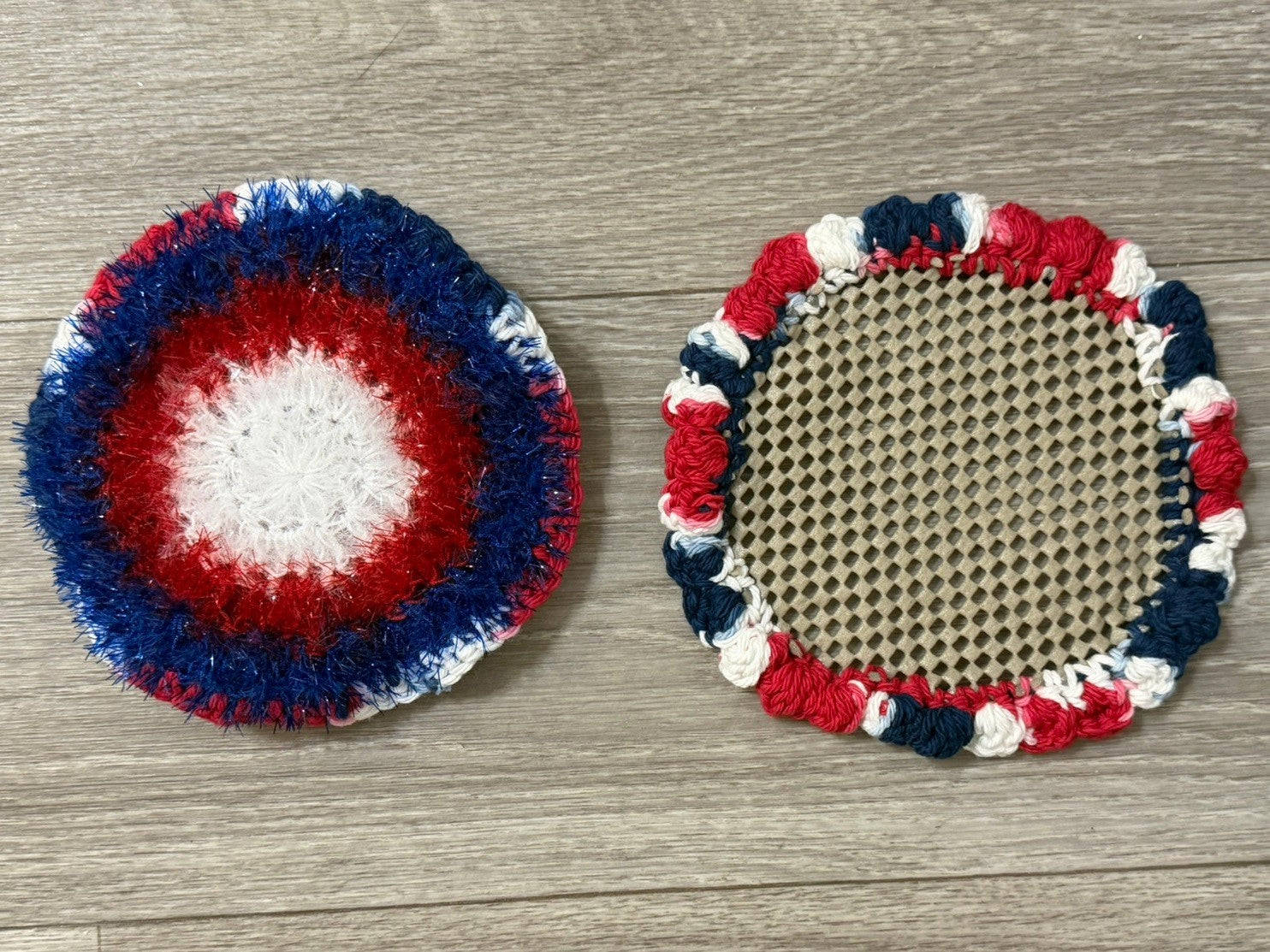 Crocheted Dish Scrubby & Jar Opener Gripper Set Of 2 - 1 Scrubby + 1 Gripper