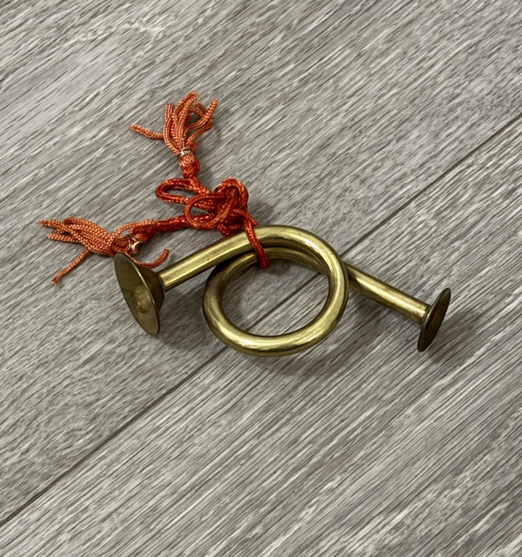 Vintage Brass French Horn Bugle Hanging Decorative Instrument 5.5 in hanging
