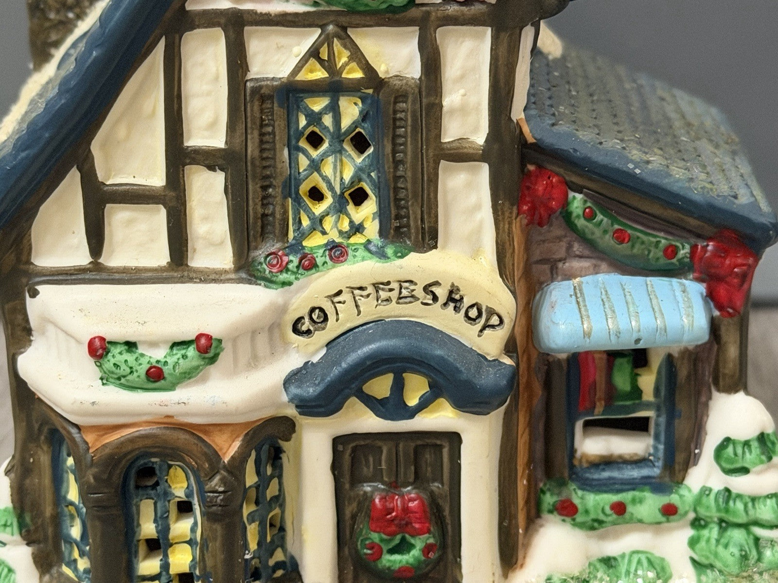 4.5" Tall Ceramic Christmas Village Coffee Shop