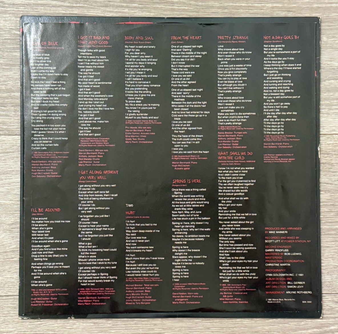 Carly Simon - Torch, Vinyl LP, First Pressing, 1981, Warner Bros., BSK3592