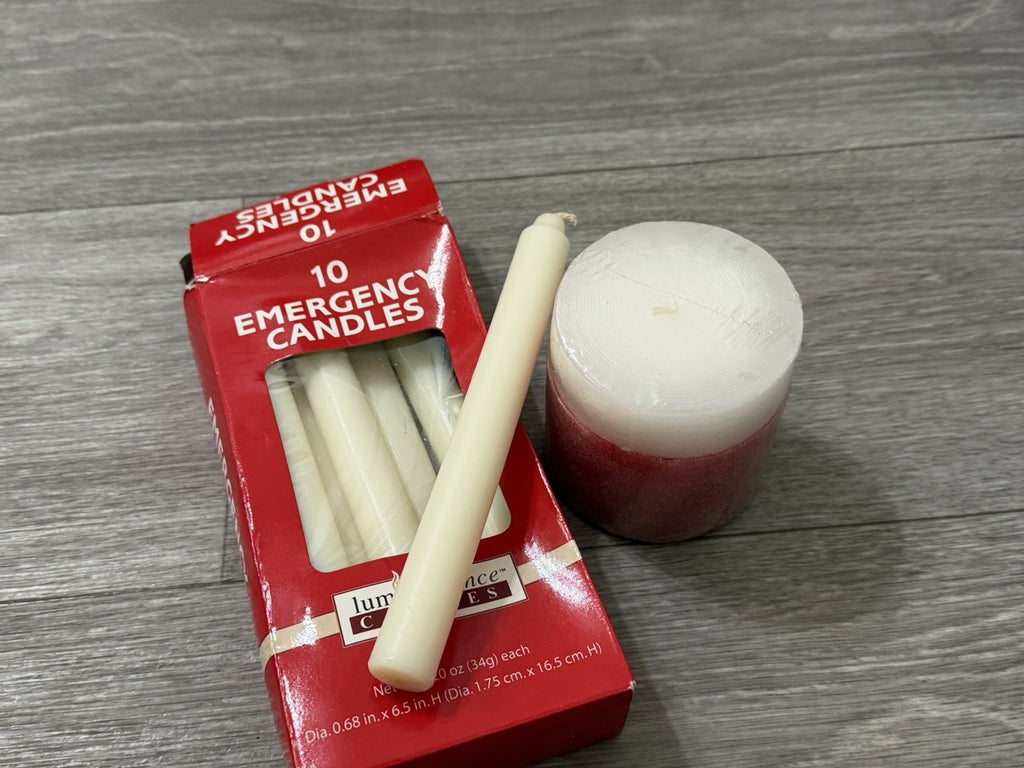 Luminessence Household Emergency Box Of Candles (incomplete) & Red/White Candle