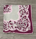 Beautiful Pink, Maroon & White Vtg. Wedding Handkerchief With Floral Roses 11”