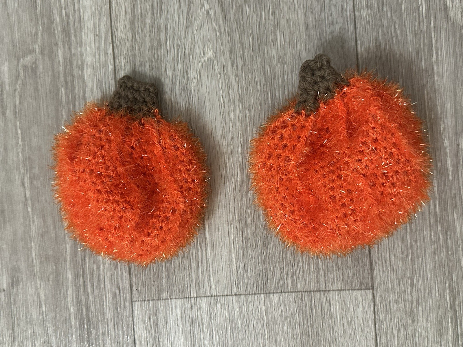 Handmade Crocheted Pumpkin Scrubber Set | 2 Pumpkin & 1 Dual-Sided Round Scrubby