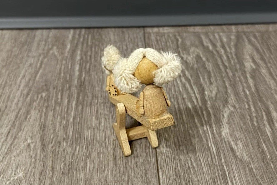 Vintage Wooden See-Saw Christmas Ornament Miniature Wooden Dolls Broken