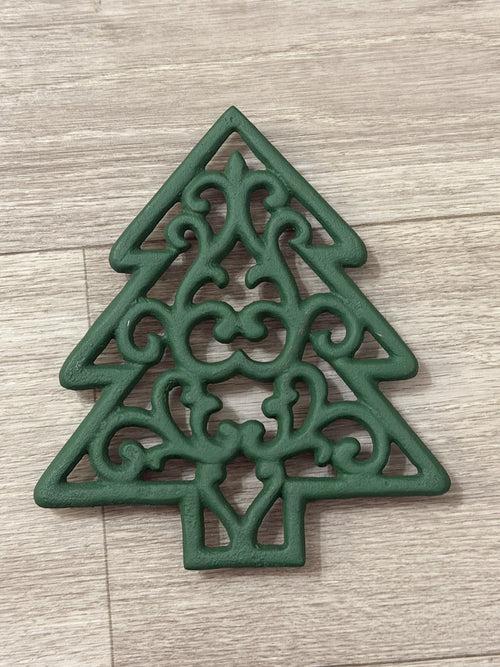 Christmas Tree trivet cast iron vintage