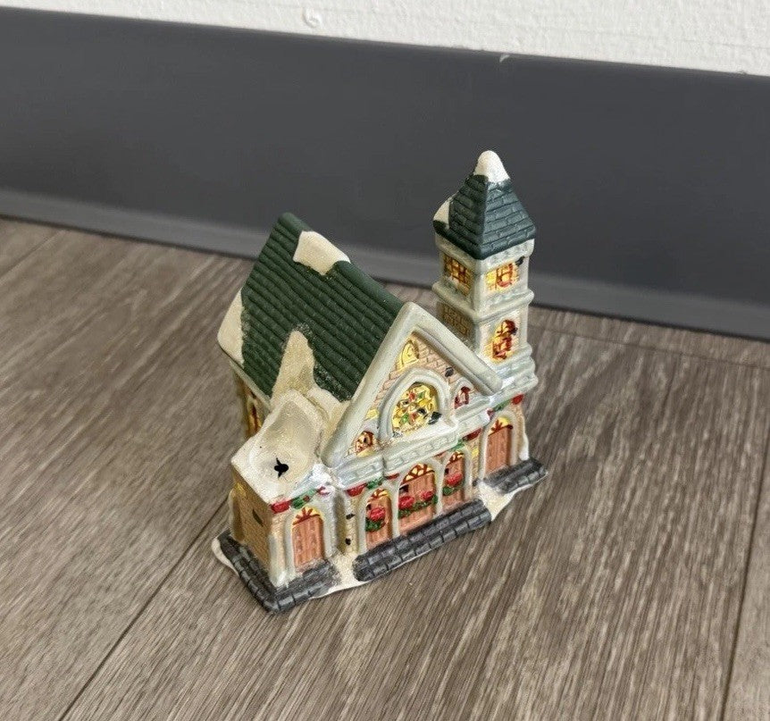 BROKEN- Vintage Small Porcelain Church For Christmas Village