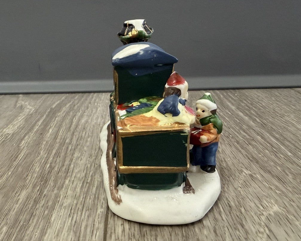 Vintage Happy Christmas Porcelain Train Figurine Village Piece Decoration