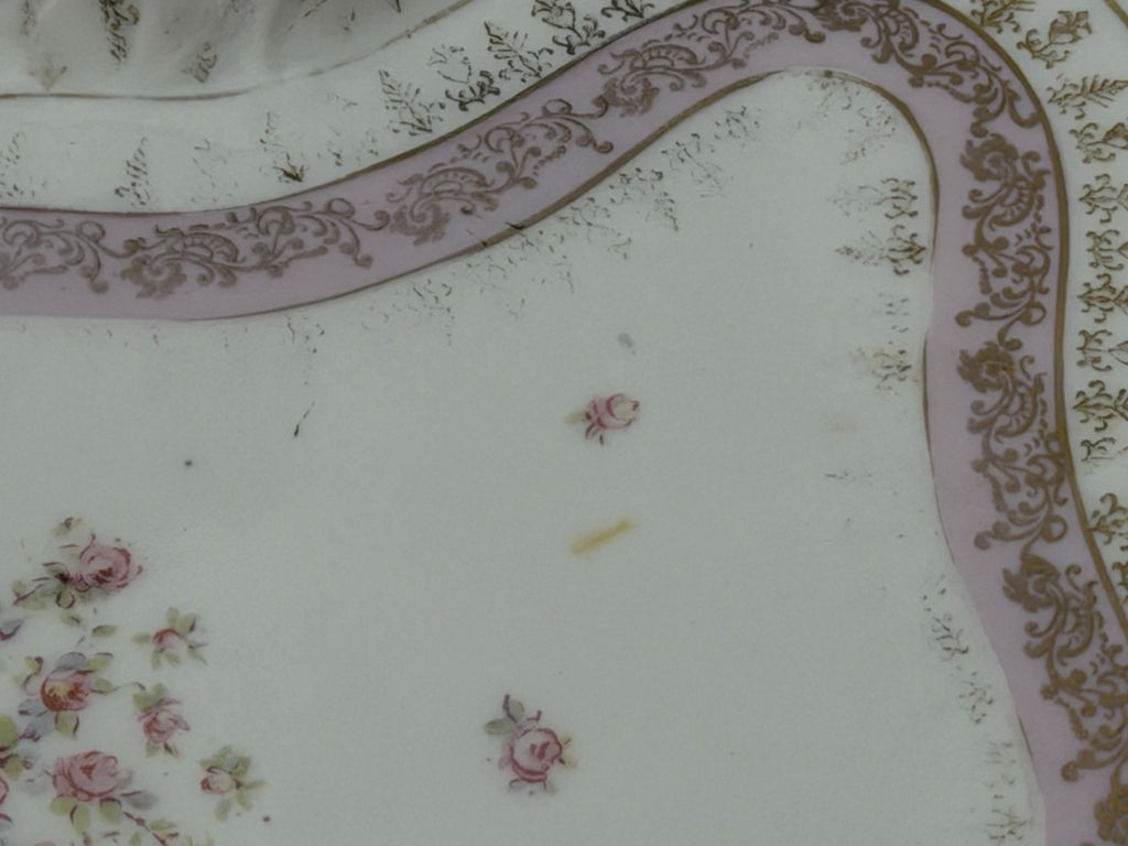 Victoria Carlsbad Austria Dresser Vanity Tray Floral Butterfly Shape Pinks
