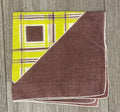 Vintage 1960s Mod Handkerchief W/ Geometric Pattern Bright Green & Brown Hanky