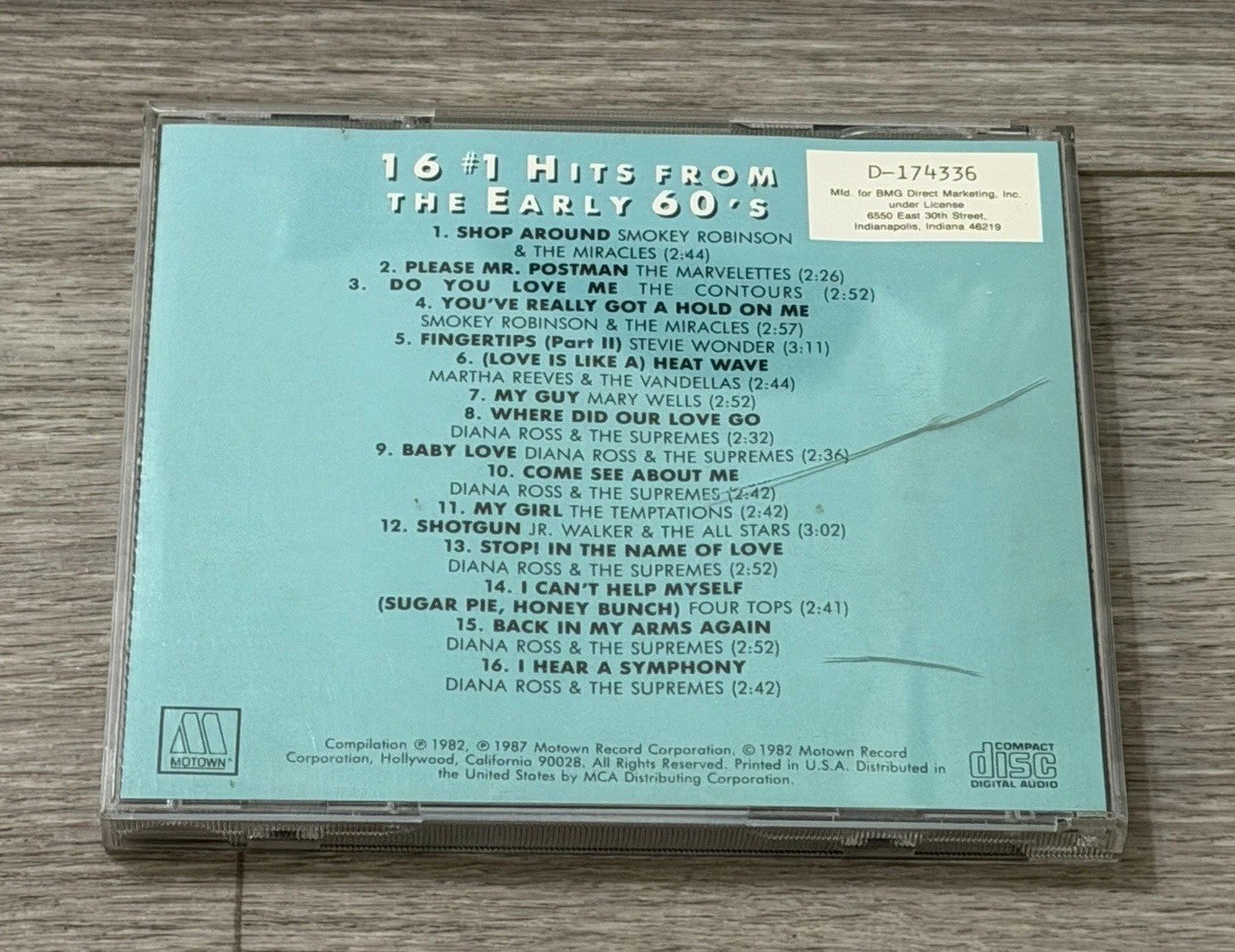 16 #1 HITS FROM THE EARLY 60's Supremes Temptations CD Cracked Case