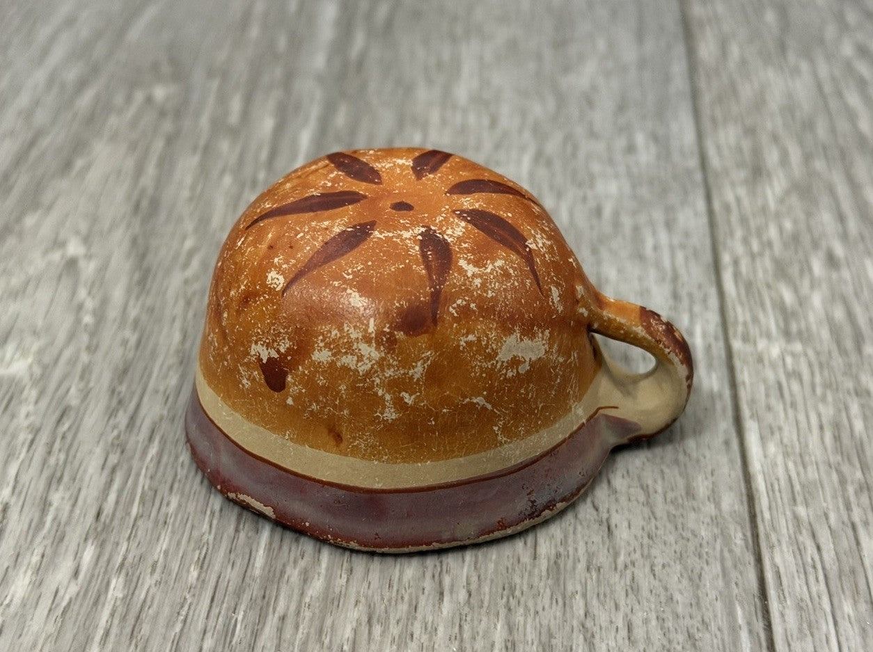 Vintage Mexican Cup Handmade Pottery Small Size 1.25” Tall X 2.25” Diameter