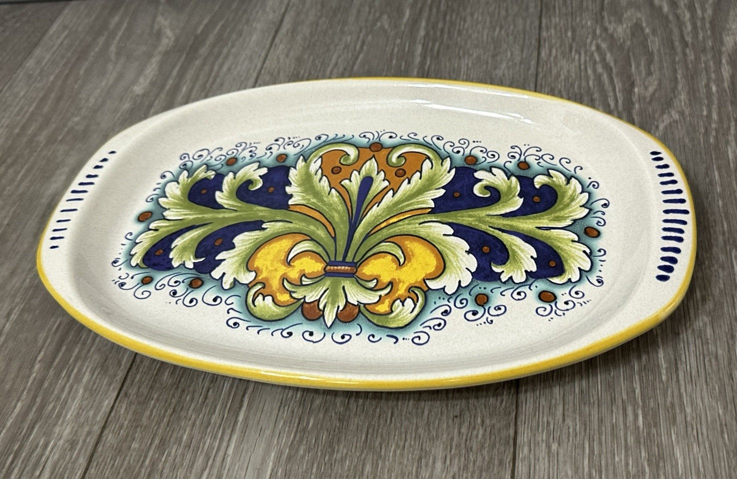 Ceramica Nova Deruta 12 In. Oval Serving Dish-Hand Painted Follia Pattern
