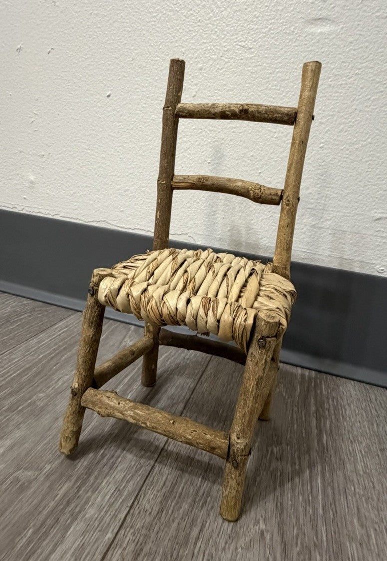 Cute Wood Ladder Back Doll Teddy Bear Chair 10” Tall Does Not Sit Sturdy