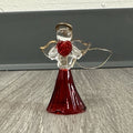 Blown Glass Angel Ornament With Red Heart & Gold Trimmed Wings 2.5"