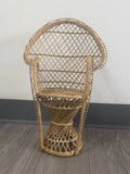 Peacock Chair Doll Chair/Plant Stand Boho Décor Wicker Rattan 16.5” Tall DAMAGED