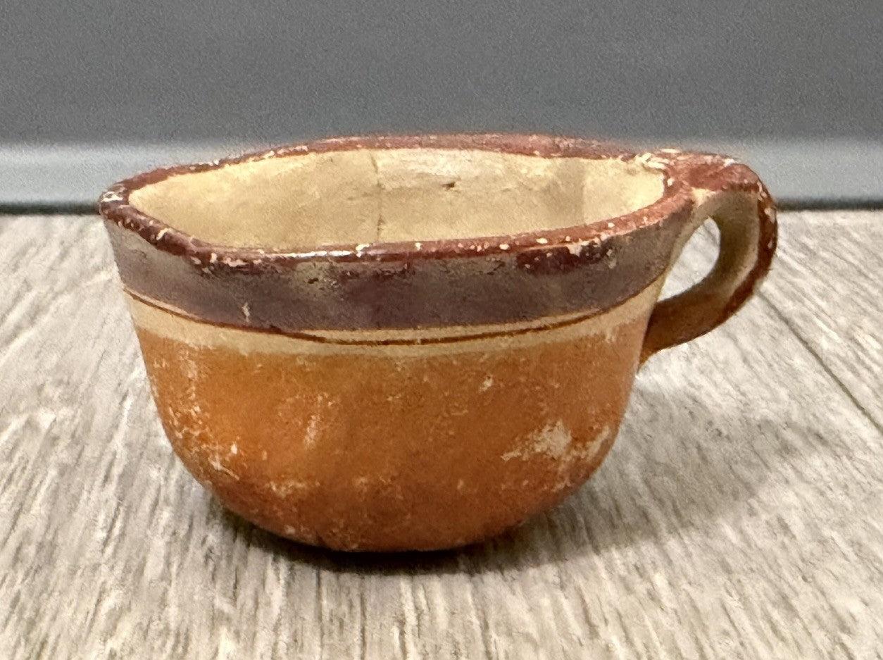 Vintage Mexican Cup Handmade Pottery Small Size 1.25” Tall X 2.25” Diameter
