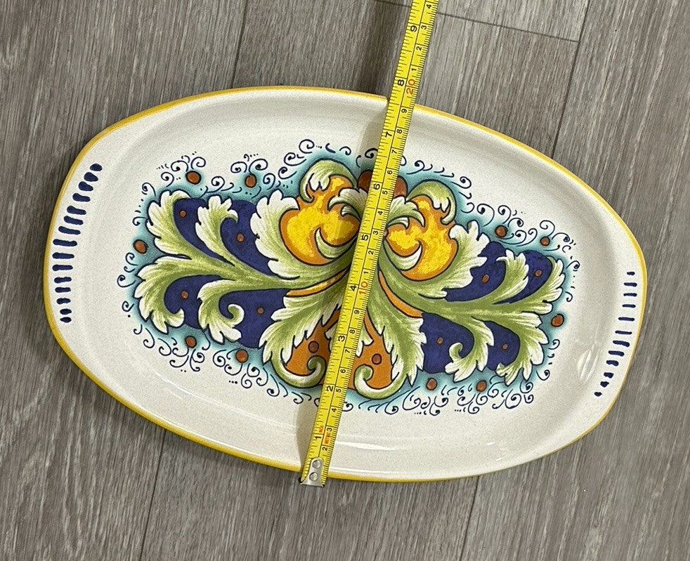 Ceramica Nova Deruta 12 In. Oval Serving Dish-Hand Painted Follia Pattern