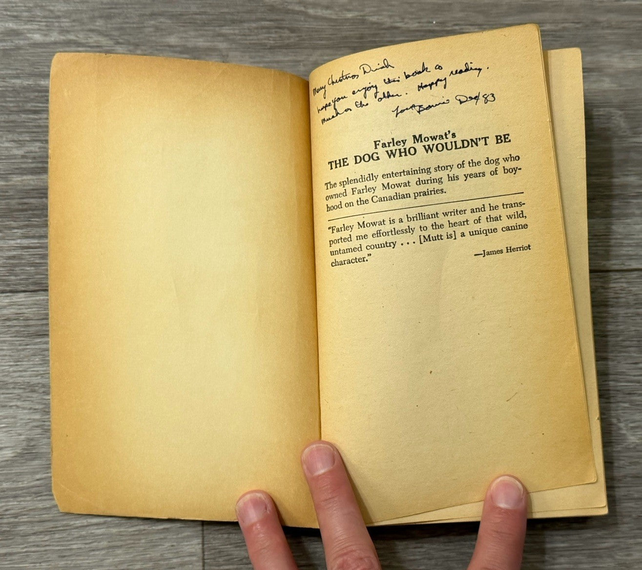 The Dog Who Wouldn't Be Mass Market Paperbound Farley Mowat