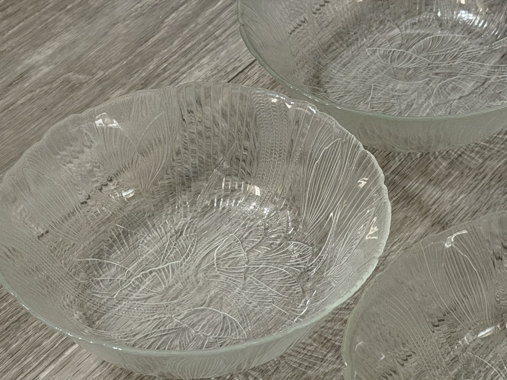 Set of 4 Arcoroc USA Glass Canterbury Crocus 6.25" Cereal/Salad Bowls - textured
