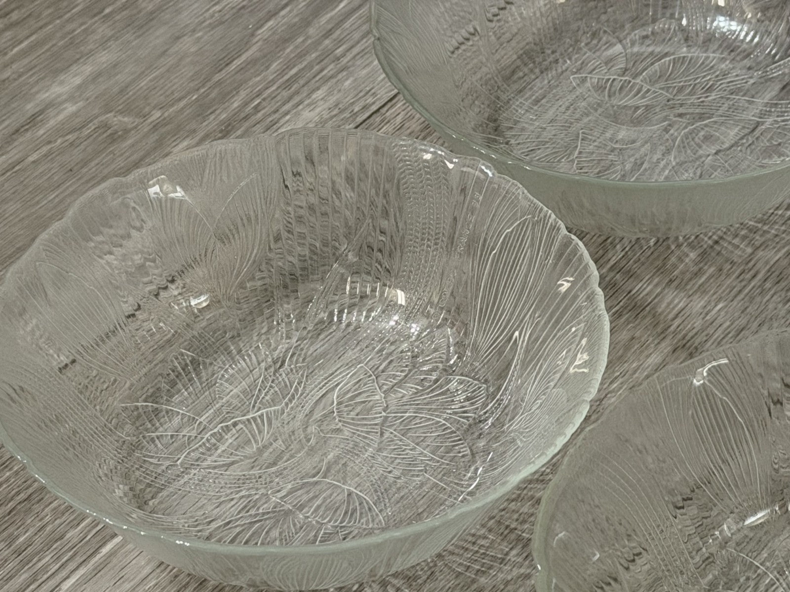 Set of 4 Arcoroc USA Glass Canterbury Crocus 6.25" Cereal/Salad Bowls - textured