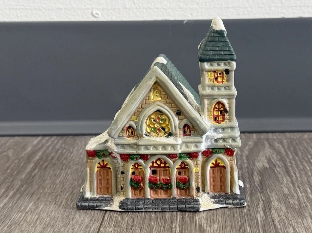 BROKEN- Vintage Small Porcelain Church For Christmas Village