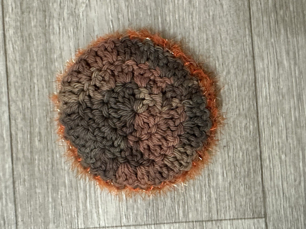 Handmade Crocheted Pumpkin Scrubber Set | 2 Pumpkin & 1 Dual-Sided Round Scrubby