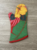 VINTAGE Hawaiian Style Hibiscus Oven Mitt summer BBQ Kitchen Housewarming Gift