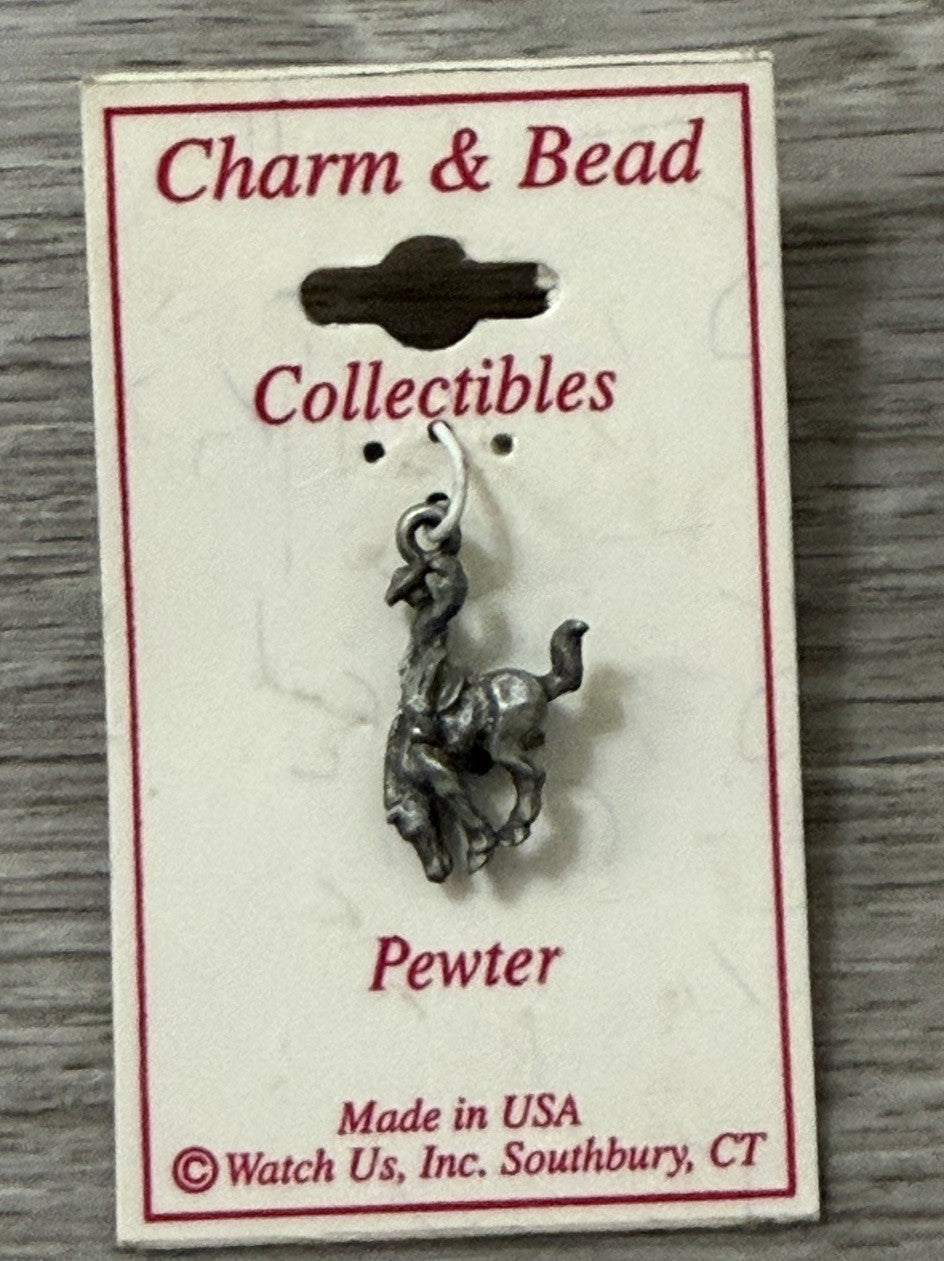 NEW Vintage Pewter Charm Cowboy And Horse Western