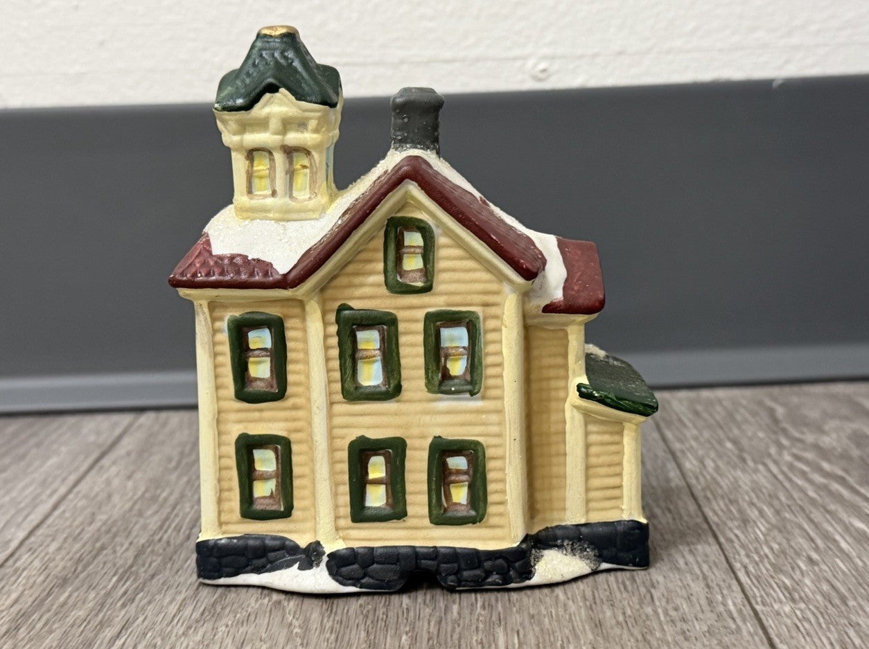 Mini Holiday Time Christmas Village House 3.75” X 4.5” For Tea-light
