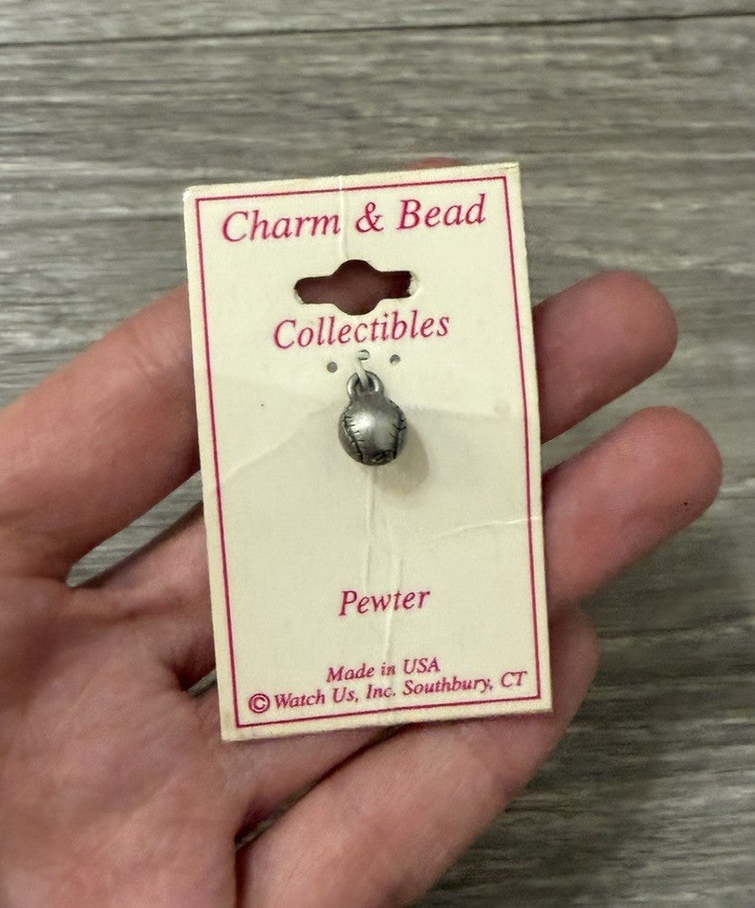 NEW Vintage Pewter Baseball Charm For Bracelets Or Crafts