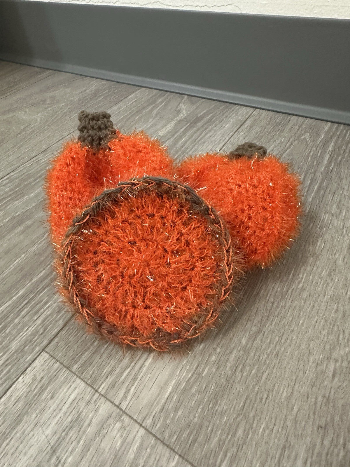 Handmade Crocheted Pumpkin Scrubber Set | 2 Pumpkin & 1 Dual-Sided Round Scrubby