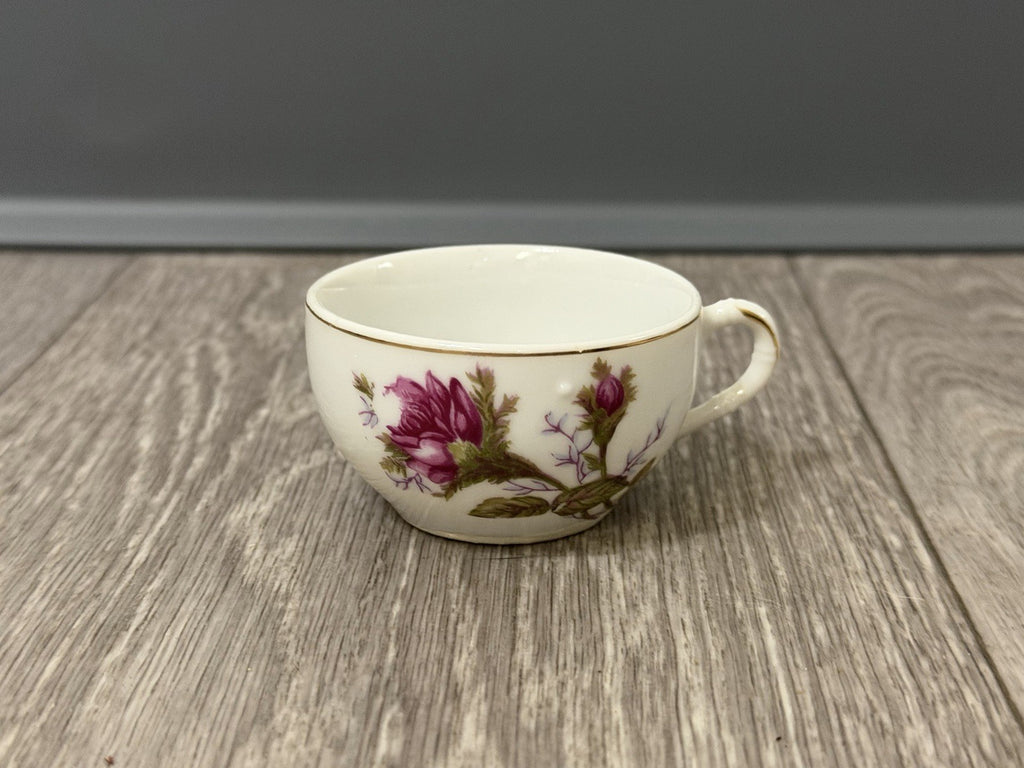 Vintage Small Teacup Moss Rose Design - Cup Only - No Saucer - Made In Japan