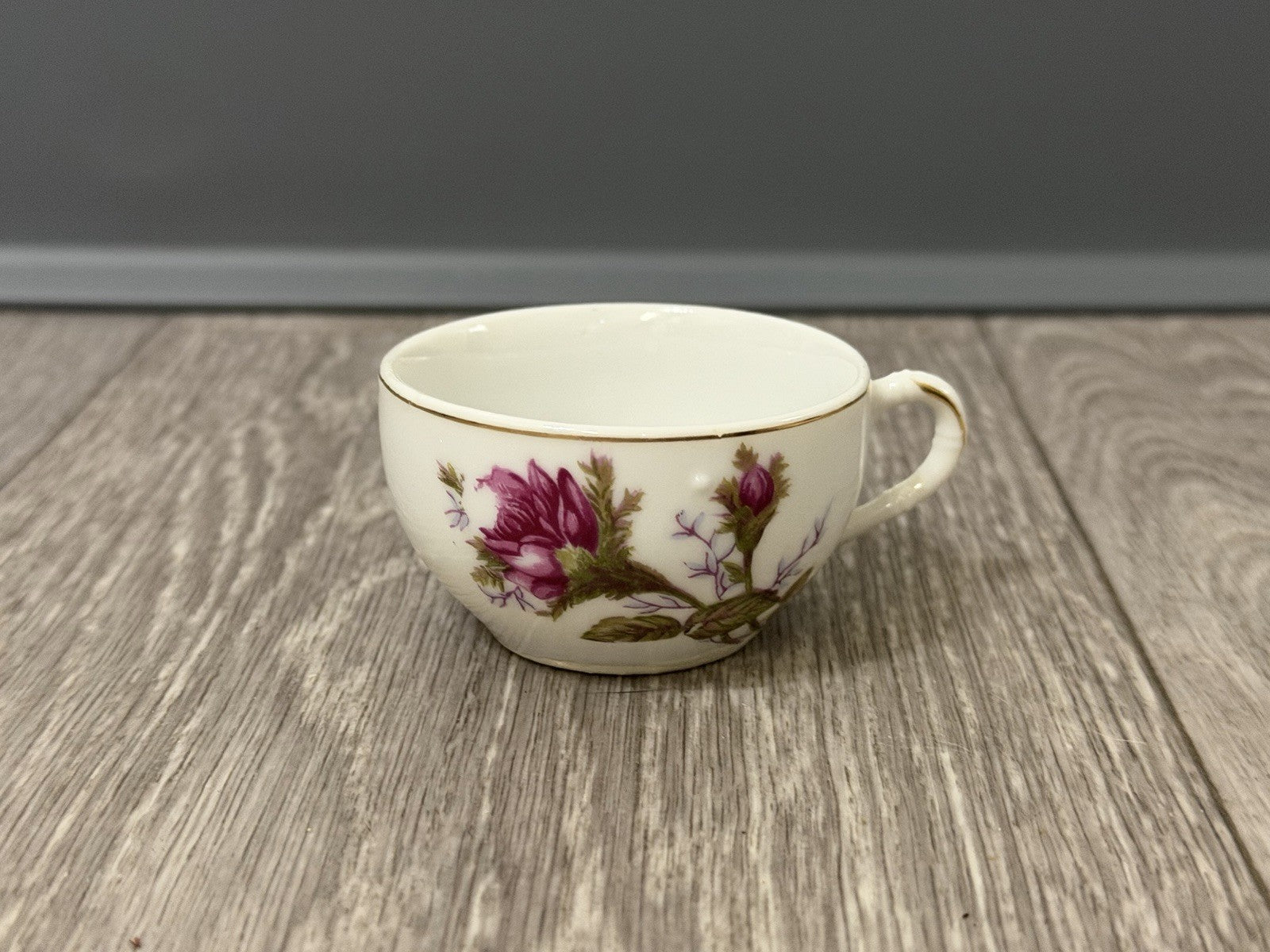 Vintage Small Teacup Moss Rose Design - Cup Only - No Saucer - Made In Japan
